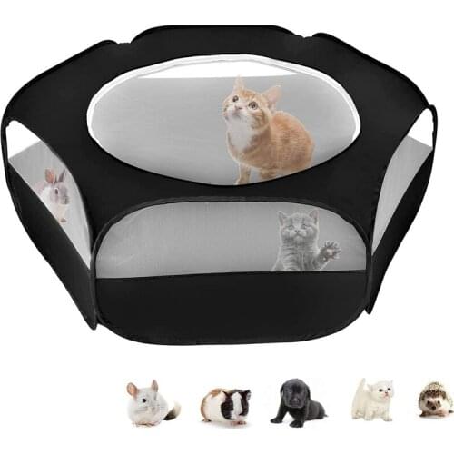 Small Pet Game Fence, Waterproof Cage Tent Portable Outdoor Exercise Fence with Top Cover To Prevent Escape Courtyard Fence