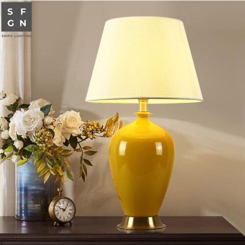 Copper table lamp bedside lamp ceramic lamp generous luxury table lamps for living room Bedroom led lamps