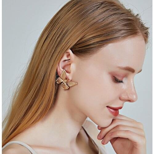 Butterfly Metal Earring Exaggerated Fashion Jewelry Charm Accessories Chunky Thick Wholesale Stud Earrings Gothic Classic
