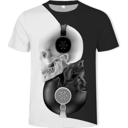 2019 New Mens Summer Skull Print Men Short Sleeve T-shirt 3D T Shirt Casual Breathable Hip Hop T-shirt Plus-size T-shirt homme