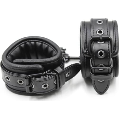 Soft Leather Ankle Cuffs Bdsm Bondage Restraints Sex Toys For Woman Iron Chain Link Bdsm Fetish Slave Bondage Gear