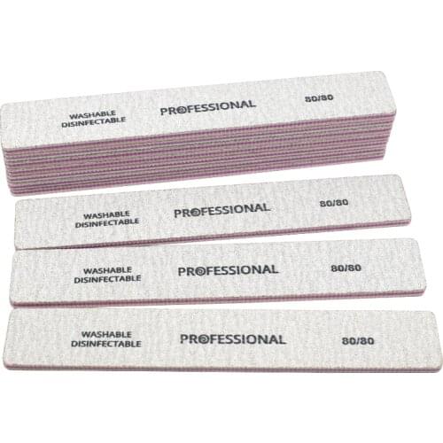10pcs Gray Nail File Buffers 80/80 Professional Nail Art Sanding Files Straight Rectangle Buffing UV Gel Polish Manicure Tools