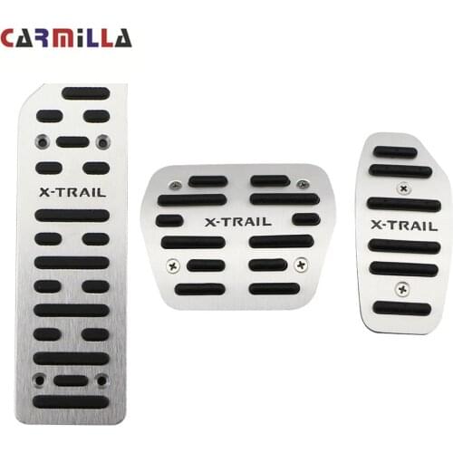 Car Gas Brake Footrest Pedals Cover with logo AT For Nissan X-trail XTrail T32 Regue 2014-2020 Stainless Steel