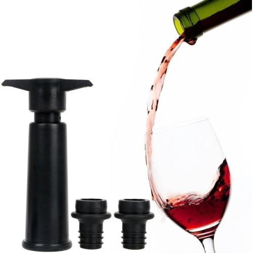 Silicone Wine Stopper Sealing Preserver Wine Drinks Bottle Hat Caps Wine Saver Vacuum Bottle Stopper Set 1 Pump+2 Caps
