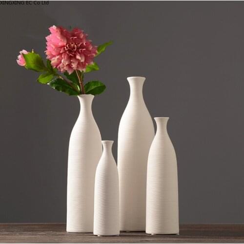 Modern and Simple White Ceramic Vase Creative Home Living Room Nordic Decorations Furnishings Dried Flower Flower Arrangement