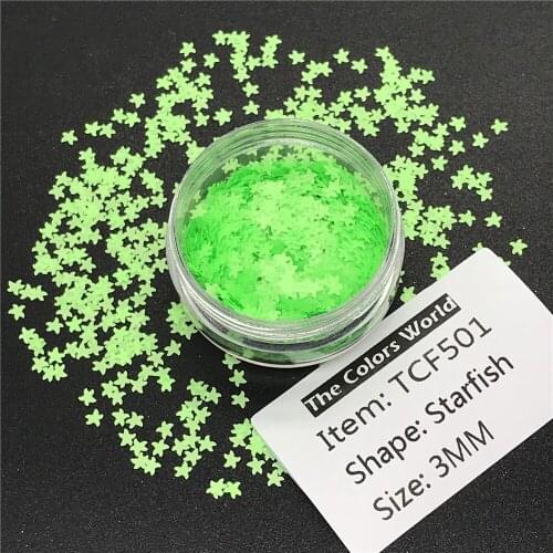 TCT-151 Starfish Neon Color 3MM Solvent Resistant Nail Glitter Nail Art Nail Polish Makeup Body Glitter Handwork DIY Decoration