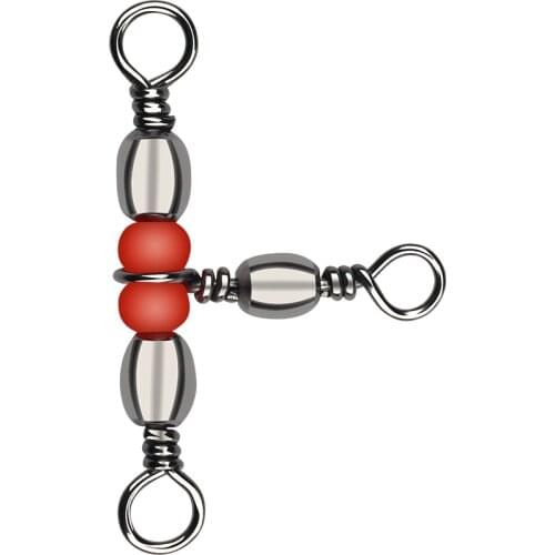 10Pcs/lot 3 Way Fishing Rolling Brass Barrel Triple Swivels Bearing Connector Solid Ring Fishing Fishing Tackle Accessory