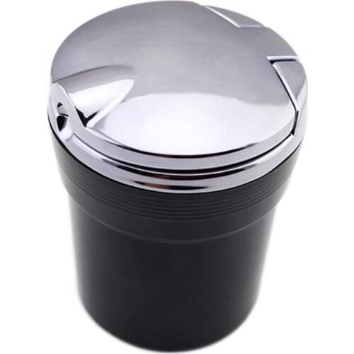 Universal Accessories Auto Stainless Steel Ashtray Can Cup Holder Cigarette Jar Ash Bin Office LED Style Interior Parts