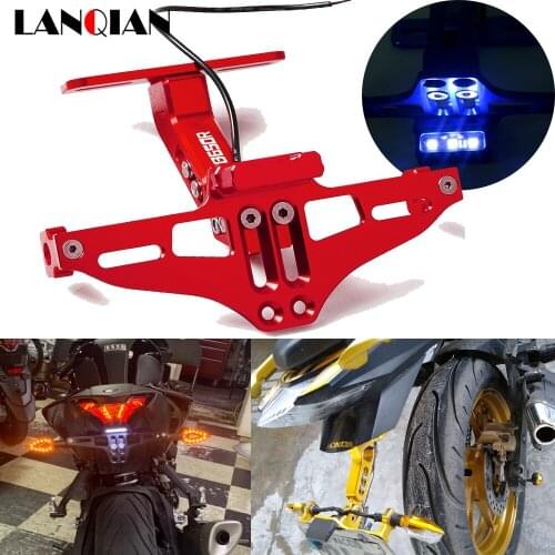 Universal CNC Motorcycle Adjustable Angle Aluminum License Plate Frame Bracket LED Light For Honda cb650R CB 650 R CB650R CB650r