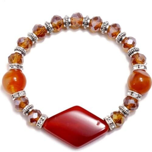 Boho Vintage Fashion Crystal Women Bracelet Retro Rhinestone Beads Charms Bangle Wrap Strand Wristbands Bohemian Ethnic Jewelry