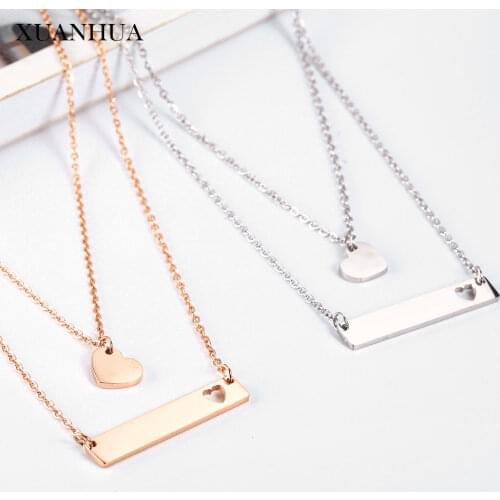 XUANHUA Heart Rose Gold Necklace Pendant Stainless Steel Jewelry Woman Vogue 2019 Jewelry Accessories Wholesale Lots Bulk