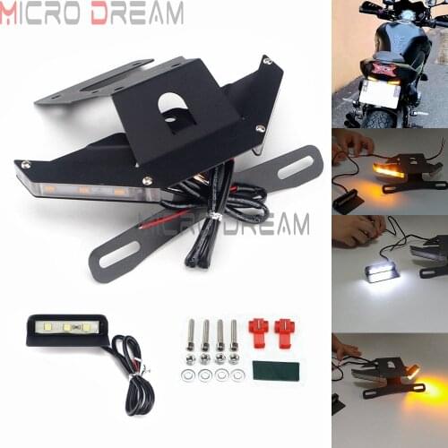 Rear License Plate Tail Frame Holder Bracket LED Turn Signal Lights for Kawasaki Z900 2017-2021 Tail Tidy Fender Eliminator Kit