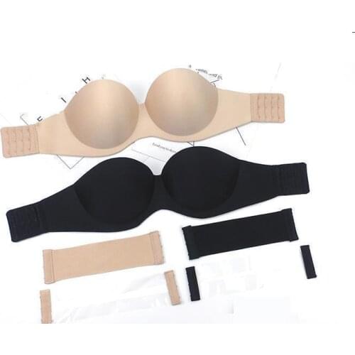 1/2 Cup Sexy Bra seamless Push up bra Half Cup Black Beige 32A 34B 36C 38D Strapless wedding bra t shirt big size lady party bra