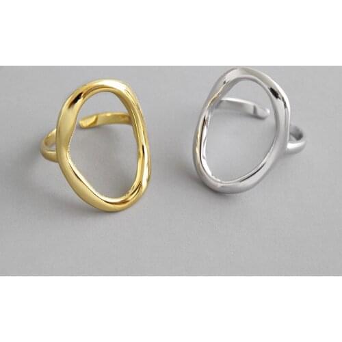 Ladies ring S925 Silver Color ring geometric irregular hollow ring ladies banquet wedding fashion jewelry