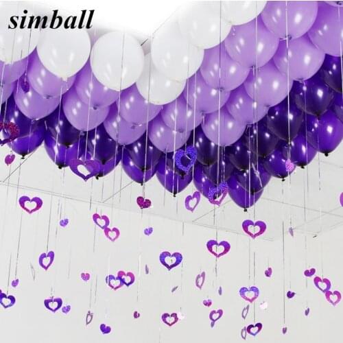 100Pcs Bling Shiny Stars Paperboard Cards Balloons Pendant Ribbon Wedding Balloons Decoration Party Supplies 6 Color Optional