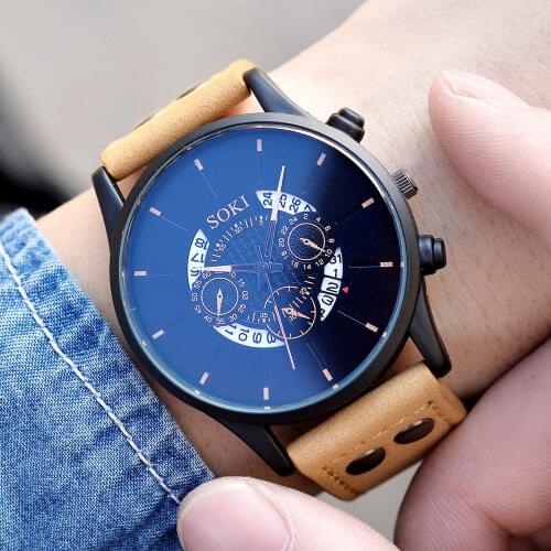 2020 European and American hot style fashion casual mens watch pu strap watch student sports quartz watch casual business watch