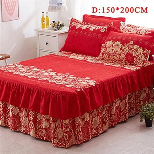 24New Arrival 180*200cm And 150 * 200cm Beautiful Flower Color Printing Love Eternal Red Love Bed Dress Bed Skirt