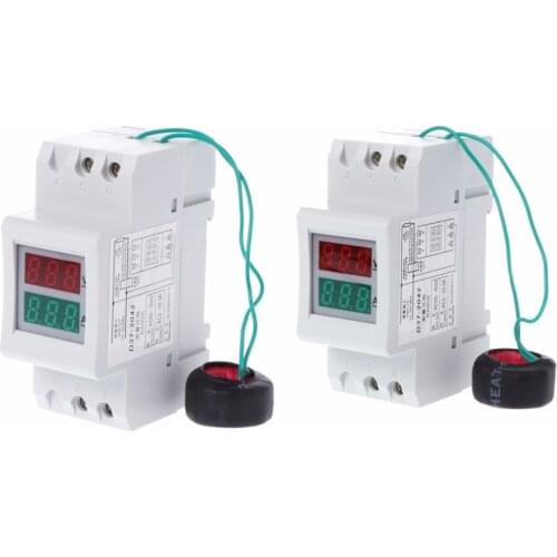 2P 36mm Din Rail Dual LED Voltage Current Meter Voltmeter Ammeter AC 80-300V 250-450V 0-100A Tester Tools