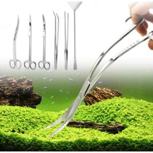 4/5/6Pcs Aquarium Aquatic Plants Fish Tank Scissor Tools with Storage Kit Stainless Steel for Maintenance Tweezers Pet Product