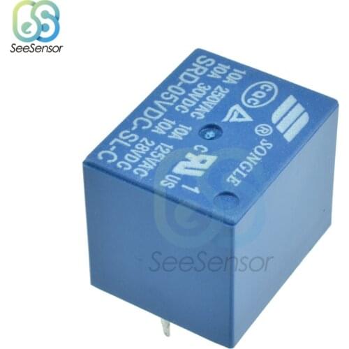 5Pcs/lot 5V 10A DC Power Relay Module SRD-05VDC-SL-C 250VAC 5PIN PCB Type T73