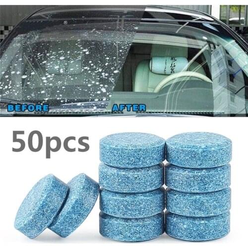 50pcs=200L Water Car Solid Windshield Wiper Auto Window Cleaning Car Glass Mirror Windsreen Detergent Tab Household Accessories