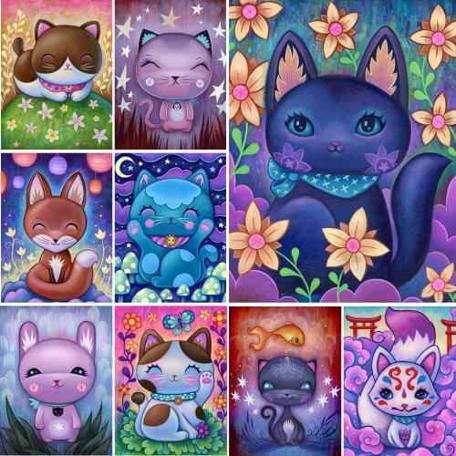 Full Square/Round Drill 5D DIY Diamond Painting Cartoon Cat Embroidery Animal Cross Stitch 5D Rhinestone Home Decor Gift