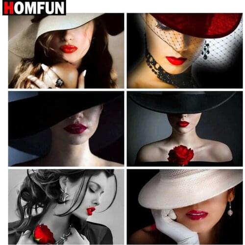 HOMFUN 5D Diamond Pattern Rhinestone Needlework Diy Diamond Painting Cross Stitch "Woman landscape" Diamond Embroidery