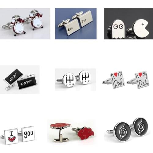 Car gear Naruto keyboard ghost Cufflinks For Mens I Love You My Wife Dad Tie Clip For Men Gifts