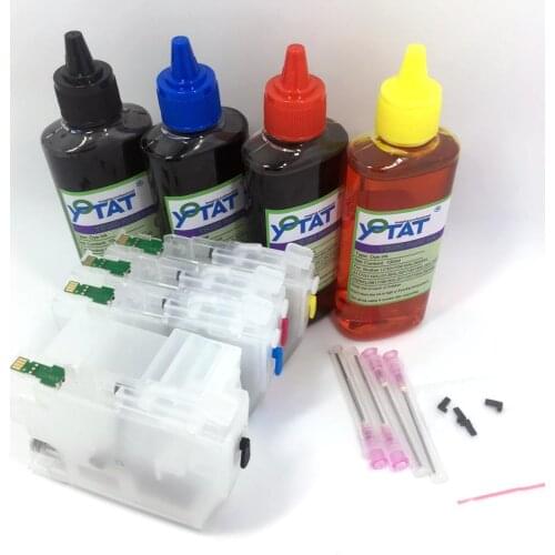 YOTAT 4*100ml Dye ink + LC3329XL Refillable ink cartridge LC3329 for Brother MFC-J5930DW MFC-J6935DW printer