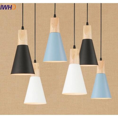 Nordic Design Wood Droplight Modern LED Pendant Light Fixtures Dining Room Hanging Lamp Loft Decor Aluminum Indoor Lighting