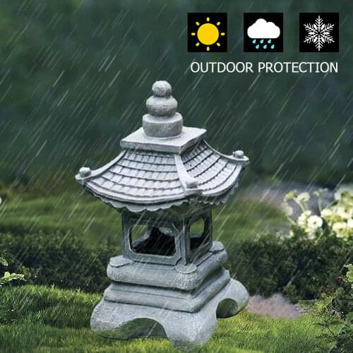 New Solar Palace Lights Retro Resin Craft Pavilion Sculpture Lamp Home Outdoor Garden Lawn Terrace Decorations Ornaments
