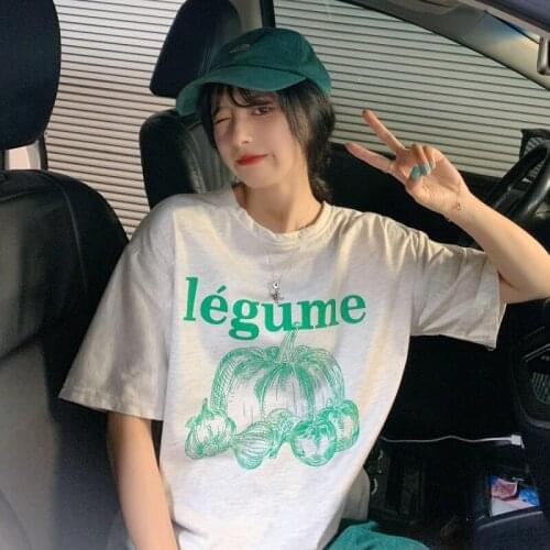 Short-sleeved T-shirt printing summer loose Korean style Hong Kong style half-sleeved top all-match loose