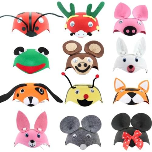 Animal Cartoon Party Hat for Child Birthday Party Wedding Christmas Headdress Headwear Costume Cloth Non-woven for Kids