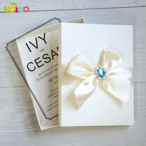 Custom personalized printed acrylic invitation card with box wedding invitation cards(foiled logo and ribbon need extra cost)