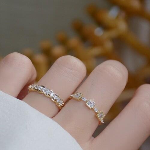 Exquisite 14K Real Gold Luxury Micro Zircon Inlaid Ring for Women Adjustable Open Design Finger Rings Wedding Engagement Jewelry