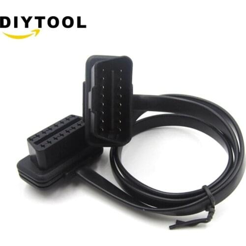 OBDⅡ60cm Thin 16Pin Noodle Male to Female Elbow ELM327 OBD2 Extension Cable