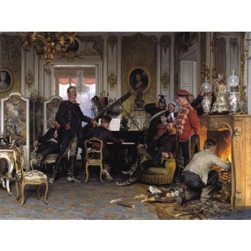 Free shipping classical noble music manor canvas prints court figure oil painting printed on canvas wall art decoration picture