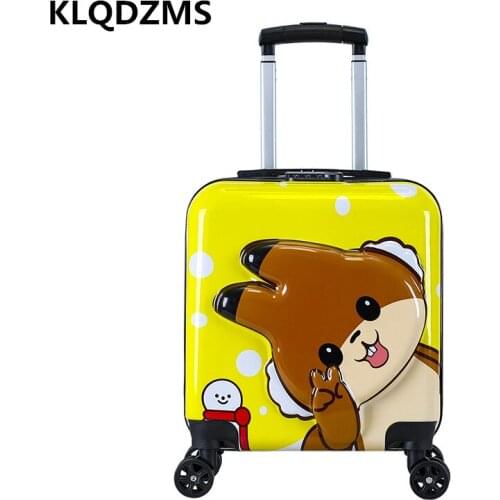 KLQDZMS 18 Inch Cartoon Trolley Luggage Bag Childrens Outdoor Travel Suitcase Kids Boarding Luggage Travel wheeled Case