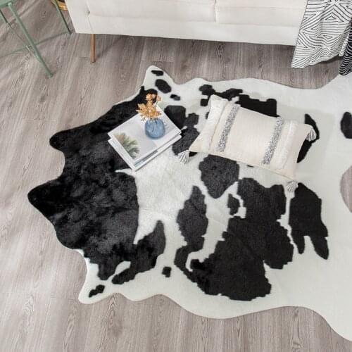 2020 new large size white black Cow faux zebra skin cowhide carpet white Imitation Leather Natural stripe Cowskin Mat