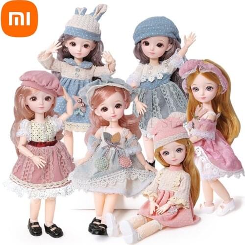 New 31cm 12 Inch BJD Doll 23 Movable Joints 1/6 Makeup Dress Up Long Wig Princess 3D Eyes Doll For Girl Children Birthday Gift