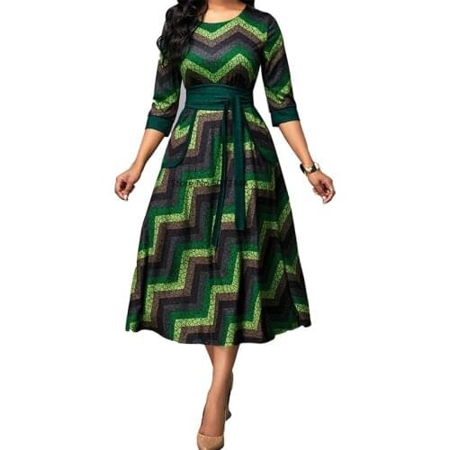 Summer Autumn Dress Women 2020 Vintage Elegant Print Ball Gown Dresses Casual Plus Size Slim Bandage Long Party Dress 5XL