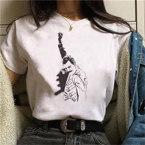 Summer Freddie Mercury T Shirt Women Queen Funny Tee Vintage Ulzzang Tshirt Gothic Female Clothing T-shirt Casual 90s Femme