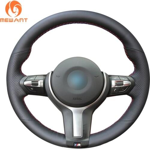 MEWANT Black Artificial Leather Steering Wheel Cover for BMW M Sport F30 F31 F34 F10 F11 F07 X3 F25 F32 F33 F36 X1 F48 X2 F39