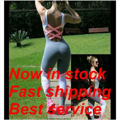 Fashion Women Sexy Backless Bandage Jumpsuit Sports Gym Running Yoga Sportswear Clothes