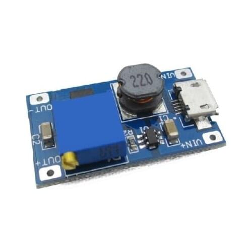 MT3608 DC-DC Adjustable Boost Module 2A Boost Plate Step Up Module With Micro USB 2V-24V to 5V 9V 12V 28V LM2577 Replace XL6009