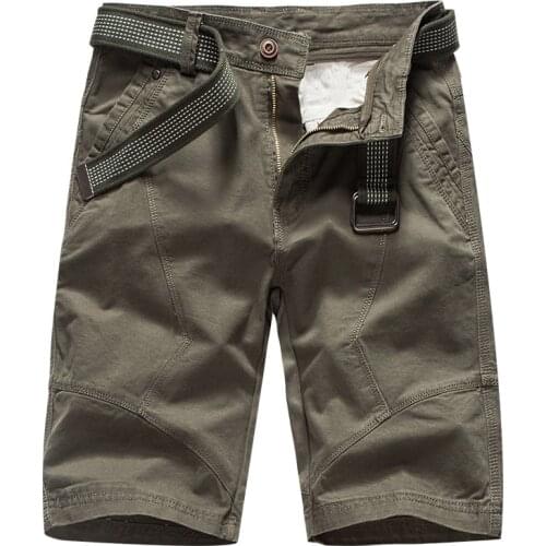 2020 Summer Mens Cargo Shorts Brand Green Army Military Tactical Shorts Men Cotton Loose Work Casual Short Pants No Belt