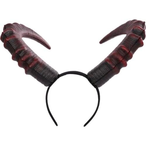 N7MF Halloween Cosplay Hair Accessories Realistic Long Devil Horn Carnival Headband