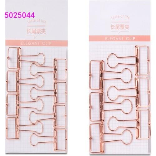 New 32mm 19mm Set Rose gold Metal Binder Clip Clamp Paper Bookmark Clips Student School Office Supplies