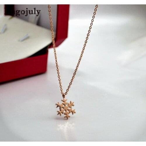 Wholesale Titanium Steel Snowflake Pendant Necklaces For Women Engagement Wedding Party Necklace Accessoeries Jewelry Gift