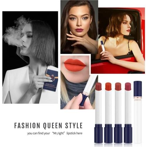 QIBEST 4 Colors Long Lasting Waterproof No Fading Lipstick Easy To Color Matte Velvet Fog Surface Sexy Nude Lipstick TSLM1
